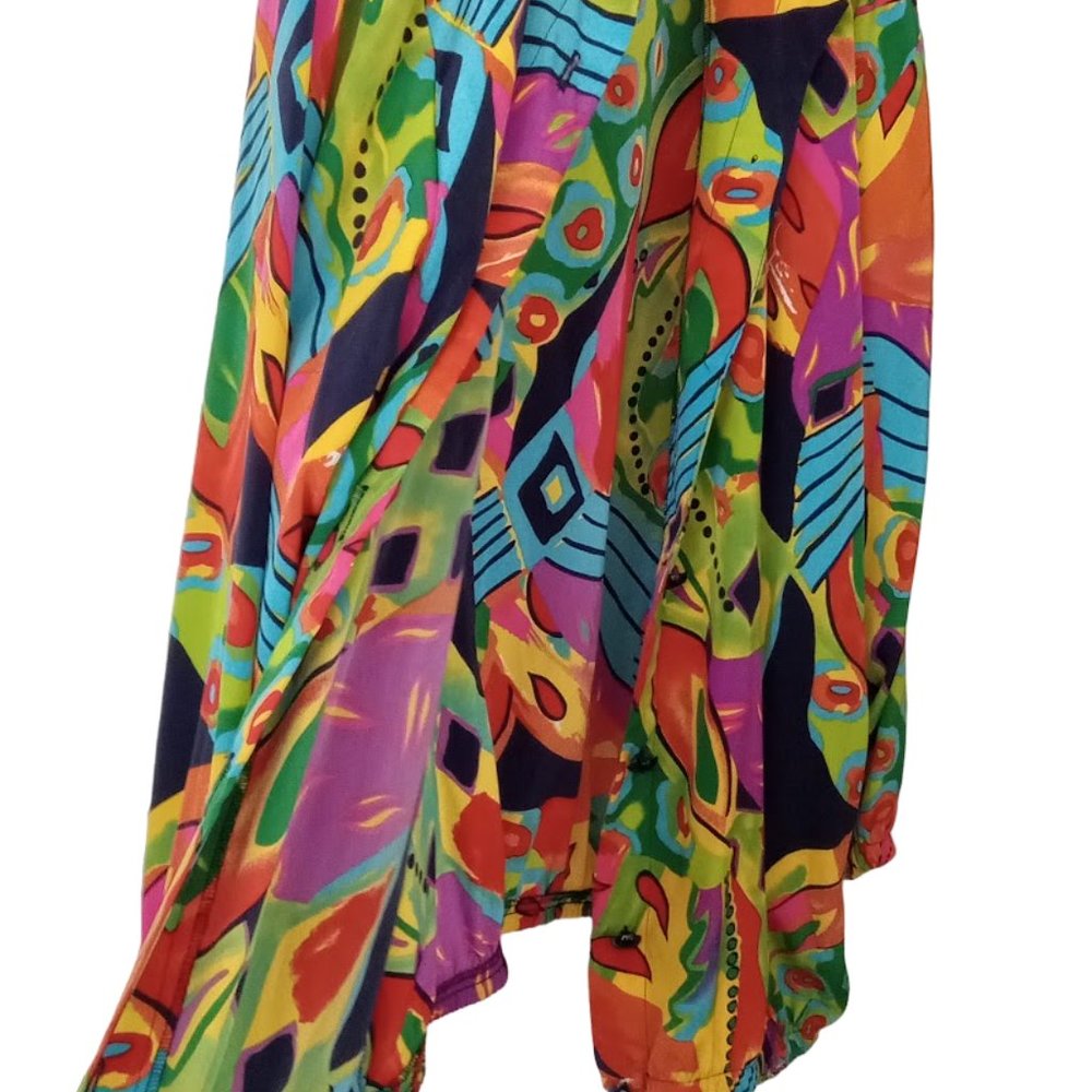 Euc | Multi Color | Light Wt | Button Up | Collar… - image 6